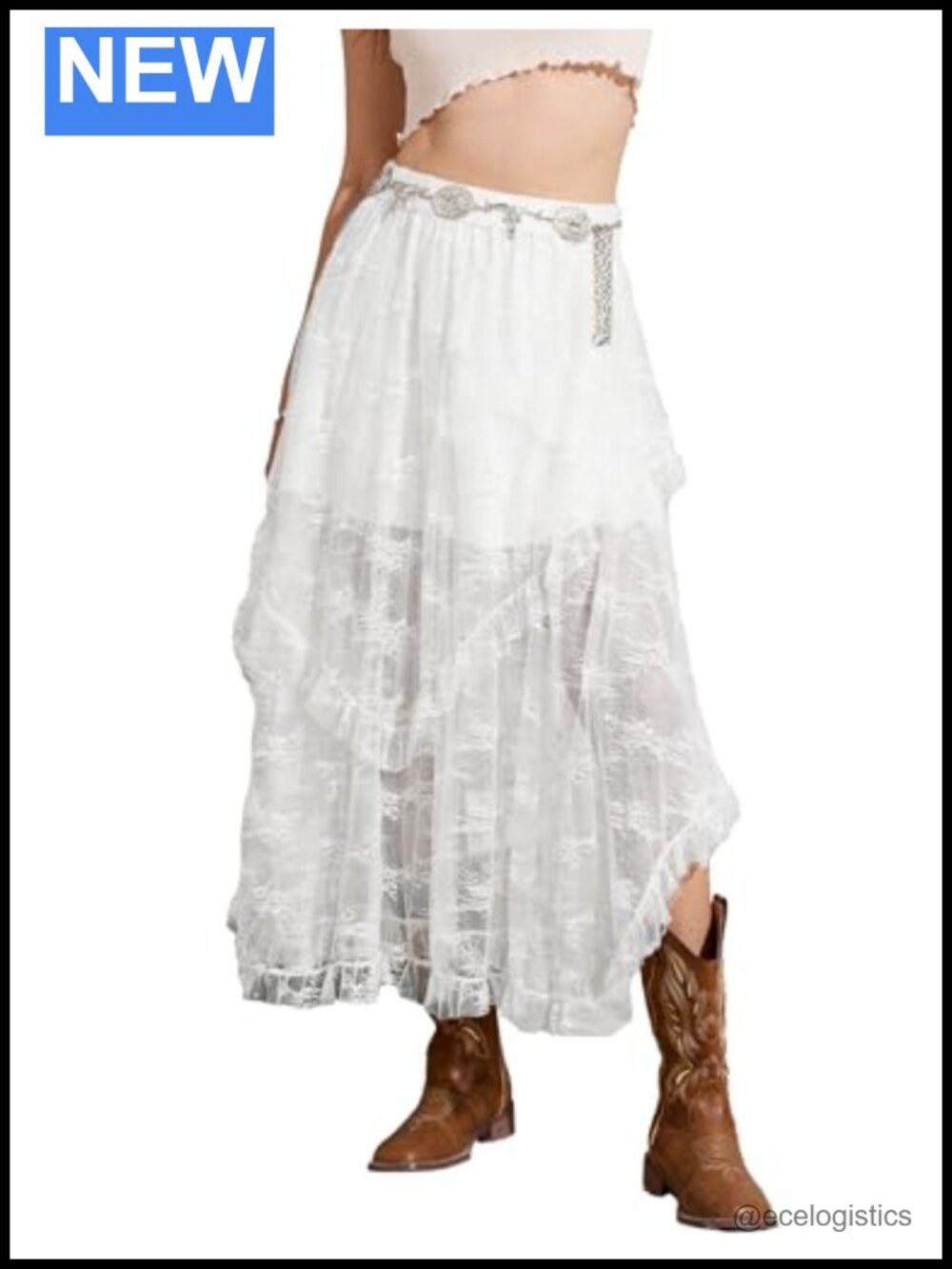 Lace Maxi Skirt Women Boho Asymmetrical Flowy Sheer Mesh Long